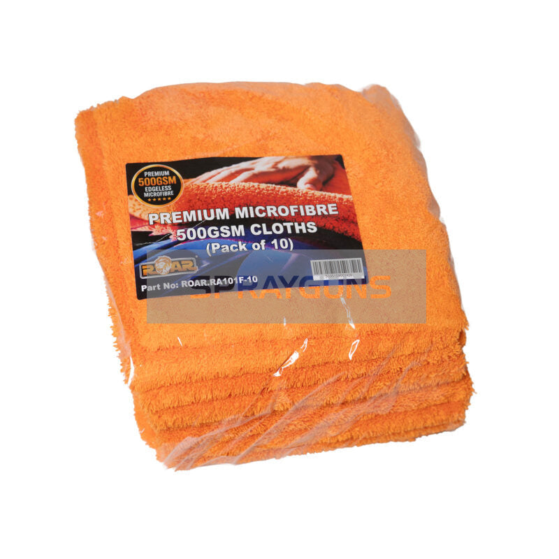 Roar Orange Premium Microfibre Cloths 500GSM - 10 Pack - RA101F-10